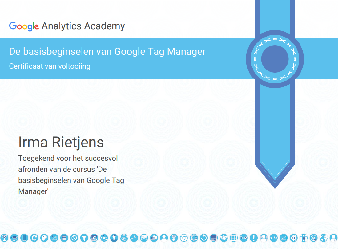 Google Tag Manager certificaat Irma Rietjens